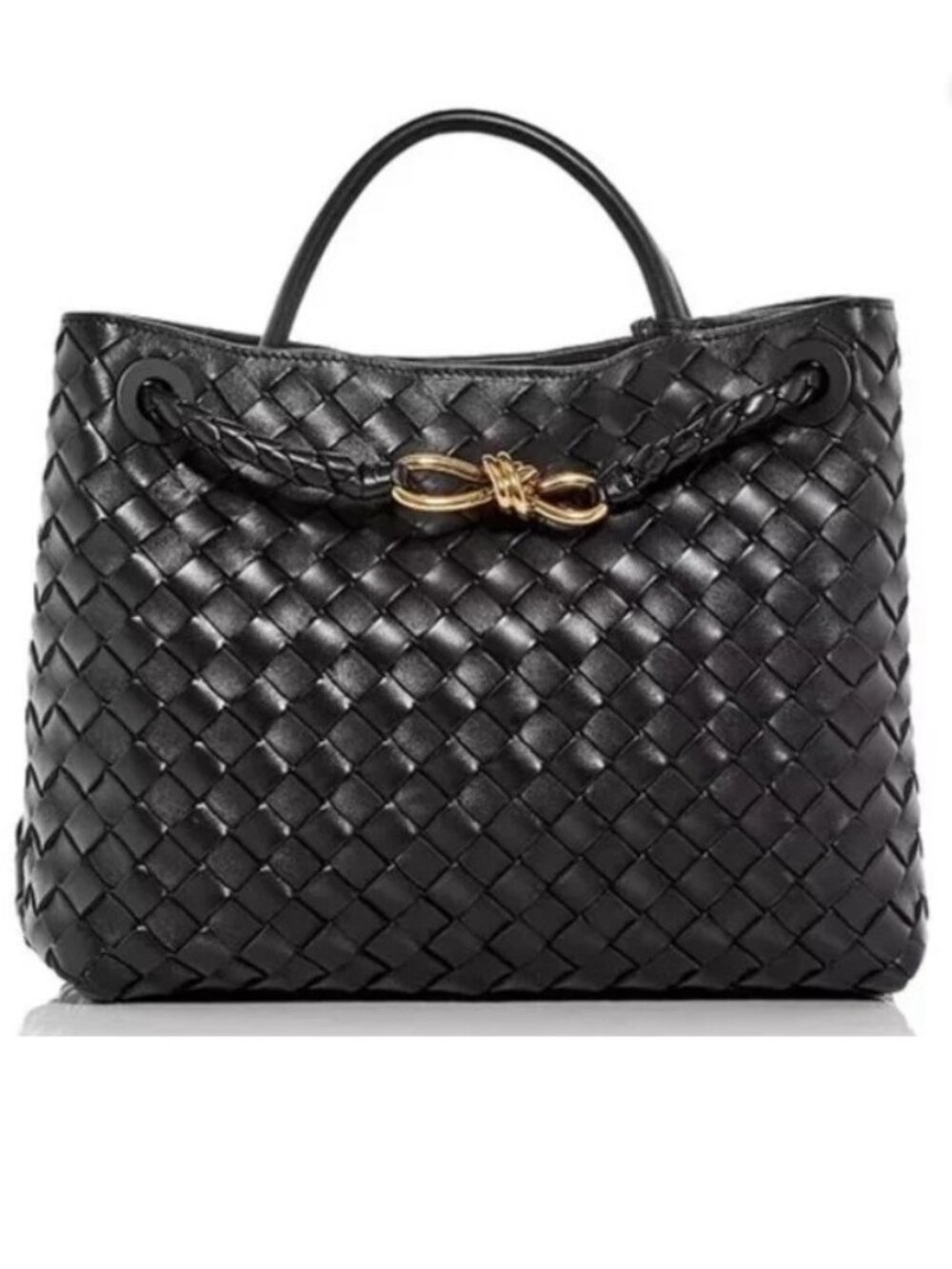 New Bottega Veneta Black Andiamo Medium Top-Handle Bag